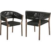 Doris Indoor Outdoor Dining Chair in Light Wood & Charcoal Rope (Set of 2)