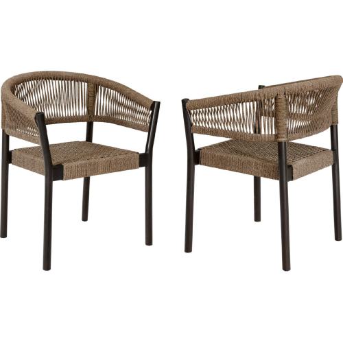 Doris Outdoor Dining Chair in Dark Eucalyptus Wood & Truffle PE Rope (Set of 2)