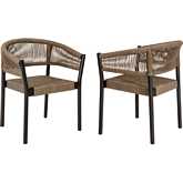 Doris Outdoor Dining Chair in Dark Eucalyptus Wood & Truffle PE Rope (Set of 2)