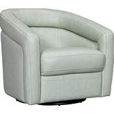 Desi Swivel Accent Chair in Mint Green Leather