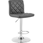 The Duval Adjustable Height Swivel Bar Stool in Grey Leatherette