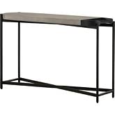 Dua Console Table in Gray Concrete & Black Brushed Metal