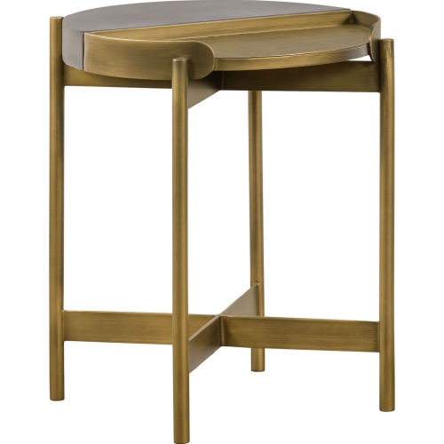 Dua End Table in Grey Concrete & Antique Brass