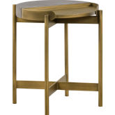 Dua End Table in Grey Concrete & Antique Brass