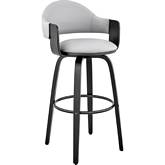 Daxton 26" Swivel Counter Stool in Gray Leatherette & Black Wood