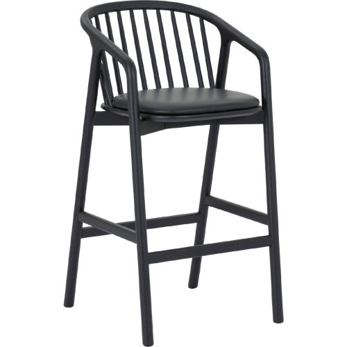 Echo Counter Stool in Black Oak Wood & Black Leatherette (Set of 2)