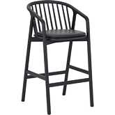 Echo Counter Stool in Black Oak Wood & Black Leatherette (Set of 2)