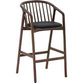 Echo Counter Stool in Walnut Wood & Black Leatherette (Set of 2)