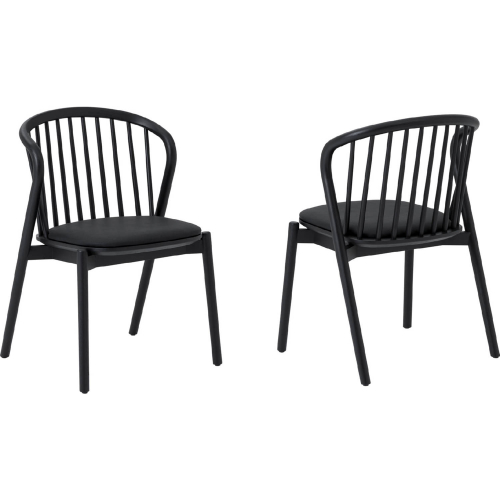 Echo Dining Chair in Black Oak Wood & Black Leatherette (Set of 2)