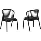 Echo Dining Chair in Black Oak Wood & Black Leatherette (Set of 2)