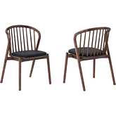 Echo Dining Chair in Walnut Wood & Black Leatherette (Set of 2)