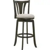 Elle 30" Swivel Bar Stool in Grey Fabric & Dark Roast Rubberwood
