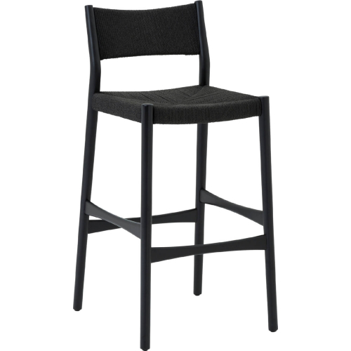 Erie Counter Stool in Black Wood & Black Woven Paper Cord (Set of 2)