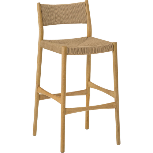Erie Counter Stool in Natural Oak Wood & Brown Woven Paper Cord (Set of 2)