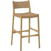 Erie Counter Stool in Natural Oak Wood & Brown Woven Paper Cord (Set of 2)
