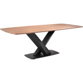 Everett 87" Dining Table in Matte Black Metal with Walnut Top
