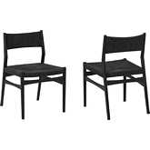 Erie Dining Chair in Black Wood & Black Woven Paper Cord (Set of 2)
