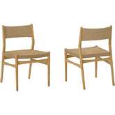 Erie Dining Chair in Natural Oak Wood & Brown Woven Paper Cord (Set of 2)