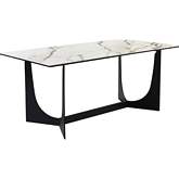 Esme 70" Dining Table in Golden Jade Sintered Stone & Black Metal