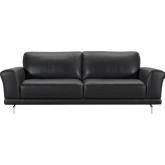 Everly Sofa in Black Leather on Brushed Stainless Steel