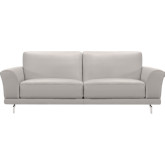 Everly Sofa in Dove Grey Leather on Brushed Stainless Steel