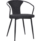 Francis Dining Chair in Black Fabric & Black Powder Coated Metal