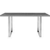 Fenton 63" Dining Table in Gray Melamine & Brushed Stainless Steel