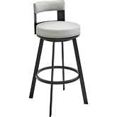 Flynn 26" Swivel Counter Stool in Black Metal & Light Gray Leatherette