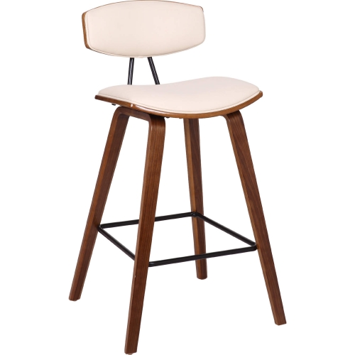 Fox 26" Counter Counter Stool in Cream Leatherette with Walnut Wood
