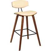 Fox 30" Bar Stool in Cream Leatherette & Walnut