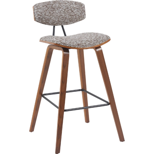 Fox 30" Swivel Bar Stool in Walnut Finish Wood & Speckled Brown Fabric
