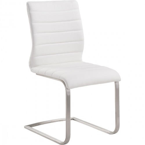 Fusion Contemporary Side Chair in White & Stainless Steel (Set of 2)