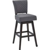 Gia 26" Swivel Counter Stool in Tufted Grey Fabric & Espresso Wood