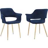 Gigi Dining Chair in Blue Velvet & Gold Metal (Set of 2)