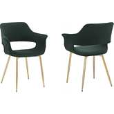 Gigi Dining Chair in Green Velvet & Gold Metal (Set of 2)