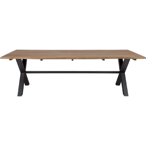 Glendora Outdoor 94" Live Edge Dining Table in Eucalyptus Wood & Black Metal