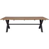 Glendora Outdoor 94" Live Edge Dining Table in Eucalyptus Wood & Black Metal