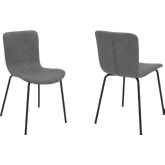 Gillian Dining Chair in Grey Fabric & Black Metal (Set of 2)
