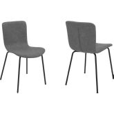 Gillian Dining Chair in Grey Leatherette & Black Metal (Set of 2)