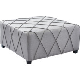 Gemini Ottoman in Silver Linen with Piping on Wood Legs