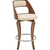 Grady 25" Swivel Counter Stool in Cream Leatherette & Walnut Finish