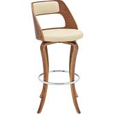 Grady 29" Swivel Bar Stool in Cream Leatherette & Walnut Finish