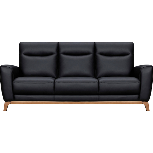 Greyson 83" Sofa in Black Leather & Weathered Wood