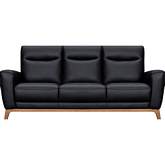 Greyson 83" Sofa in Black Leather & Weathered Wood
