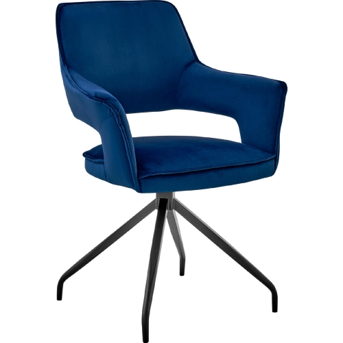 Hadley Dining Chair in Blue Velvet & Black Metal
