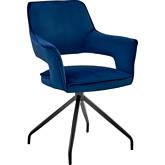 Hadley Dining Chair in Blue Velvet & Black Metal