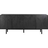 Holland 4 Door Sideboard Buffet in Black Brushed Oak Wood