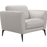 Hope Arm Chair in Dove Grey Leather on Black Metal Legs (Set of 2)