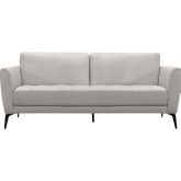 Hope Sofa in Dove Grey Leather on Black Metal Legs