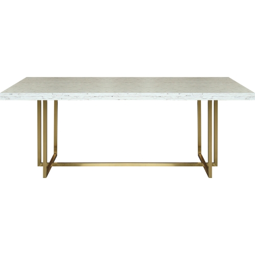 Harmony Dining Table in Beige Ash Veneer on Brushed Gold Steel